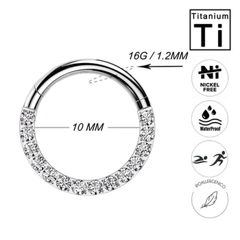 Piercing AWAKEN Titanový klikrový kroužek s krystaly Helix klikrový kroužek do nosu, tragus,