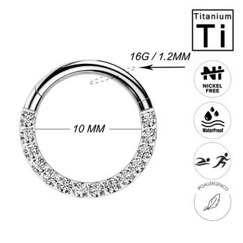Piercing AWAKEN Titanový klikrový krúžok s kryštálmi Helix klikrový krúžok do nosa, tragus,