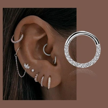 Piercing AWAKEN Titanový klikrový kroužek s krystaly Helix klikrový kroužek do nosu, tragus,