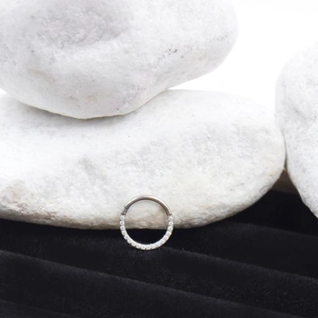Piercing AWAKEN Titanový klikrový kroužek s krystaly Helix klikrový kroužek do nosu, tragus,