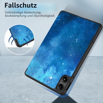Puzdro EasyAcc pre Redmi Pad Pro 12,1 palca 2024 z PU kože s funkciou stojančeka, modrá, hviezdna obloha
