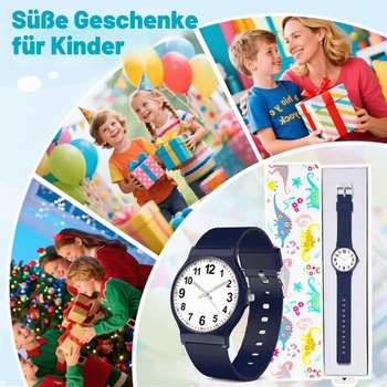 Detské hodinky, vodotesnosť 30M, mäkký TPU remienok, tmavo modré