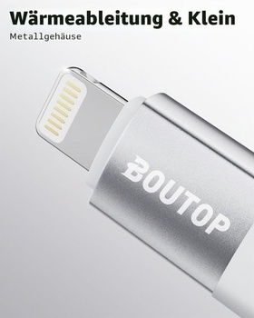 BOUTOP 2 kusy 36W USB-C na Lightning adaptér [certifikovaný MFi] strieborný