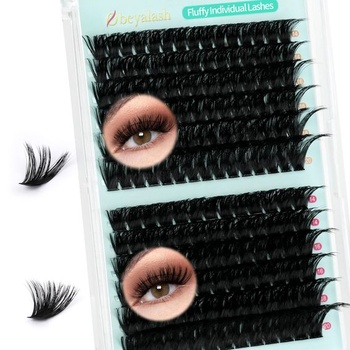 Husté predĺženie Wimpern D Curl 100D+140D riasové klastre 168 ks Objemové Wimperextensions