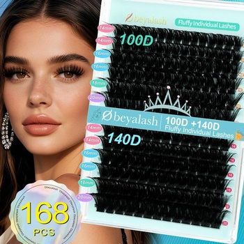 Husté predĺženie Wimpern D Curl 100D+140D riasové klastre 168 ks Objemové Wimperextensions