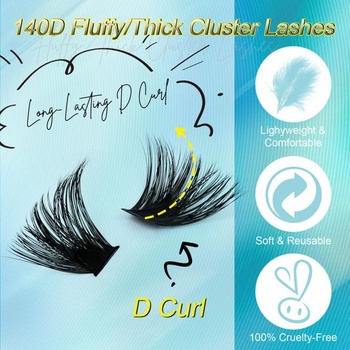 Husté predĺženie Wimpern D Curl 100D+140D riasové klastre 168 ks Objemové Wimperextensions