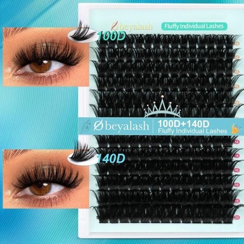 Husté predĺženie Wimpern D Curl 100D+140D riasové klastre 168 ks Objemové Wimperextensions