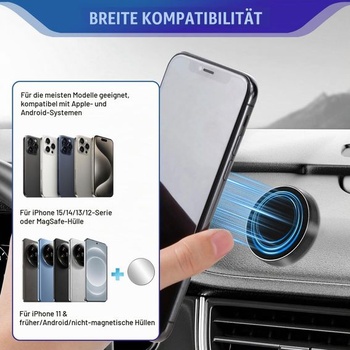 Univerzálny magnetický držiak na telefón do auta, balenie 2 kusov, s kovovou doštičkou, kompatibilný s