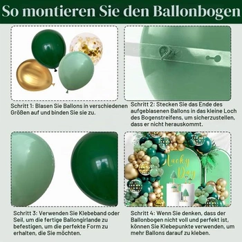 Girlanda z balónikov s motívom zelenej džungle, sada tmavo zelených balónikov