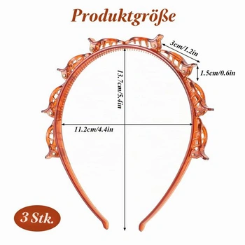 3 čelenky se sponkami, Čelenky pro kudrnaté vlasy, Jantarová