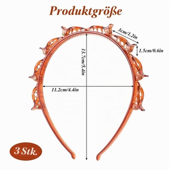 3 čelenky so sponkami, Čelenky pre kučeravé vlasy, Jantárová
