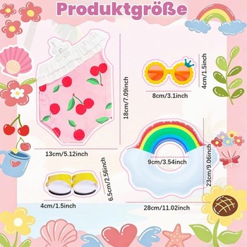 Plavecká sada kompatibilní s novorozeneckou plaveckou panenkou o velikosti 35-45 cm, 4dílné plavky