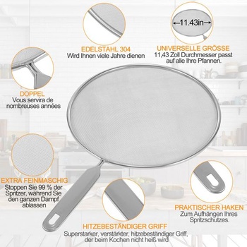 Fostoy Splatter Guard, třídílný multifunkční nerezový ochranný kryt proti stříkající vodě, který