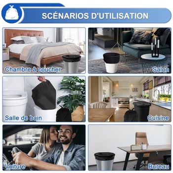 Pytle na odpadky XUXRUS, 10 l, 120 kusů, malé černé pytle na odpadky, do koupelny, domácnosti a