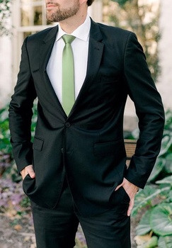 Pánska kravata HISDERN, úzky strih, jednofarebná hodvábna kravata pre mužov, klasická formálna