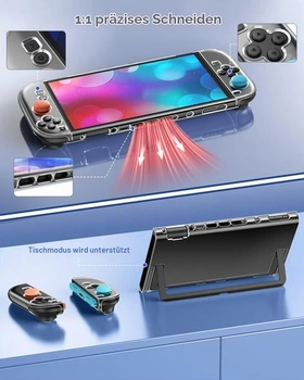 FYOUNG Pouzdro a sada příslušenství pro Switch 2 s krytkami joysticku - křišťálově čirý pevný kryt,