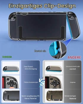FYOUNG Pouzdro a sada příslušenství pro Switch 2 s krytkami joysticku - křišťálově čirý pevný kryt,