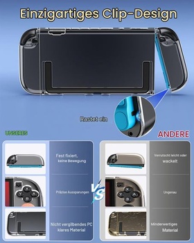 FYOUNG Puzdro a sada príslušenstva pre Switch 2 s krytkami joysticku - krištáľovo číry pevný kryt,