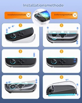FYOUNG Pouzdro a sada příslušenství pro Switch 2 s krytkami joysticku - křišťálově čirý pevný kryt,