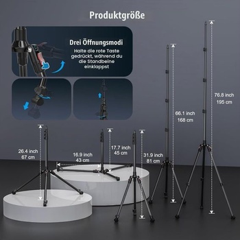 Stojan na světlo 200 cm/78,7 palce, oboustranný skládací stativ pro kameru | Hliníkový stativ se