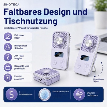 Ručný ventilátor s chladiacou doskou, prenosný mini ventilátor s batériou, 5 rýchlostí vetra,