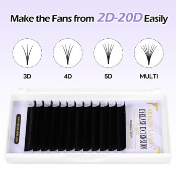 Arison Lashes Easy Fan Lashes predlžovacie riasy 0,05 mm C-Curl 13-16 mm zmiešaná dĺžka, samonavíjacia