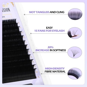 Arison Lashes Easy Fan Lashes predlžovacie riasy 0,05 mm C-Curl 13-16 mm zmiešaná dĺžka, samonavíjacia