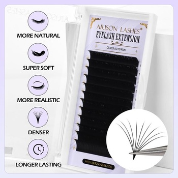 Arison Lashes Easy Fan Lashes predlžovacie riasy 0,05 mm C-Curl 13-16 mm zmiešaná dĺžka, samonavíjacia