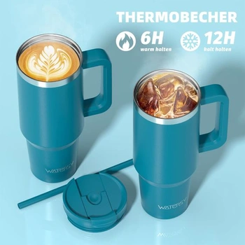 Termohrnek WATERSY 1,2 l se 2 brčky, nepropustný hrnek na…