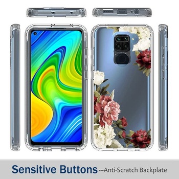 Ochranný kryt pre Redmi Note 9/Redmi 10X 4G s tvrdeným sklom - puzdro s kvetinovým vzorom,