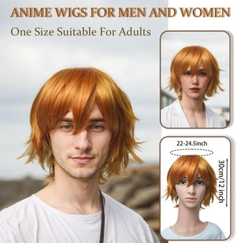 Anime paruka oranžová paruka krátká paruka muži ženy cosplay karneval
