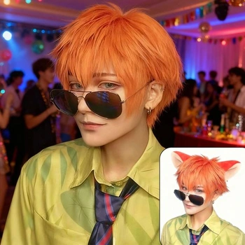 Anime paruka oranžová paruka krátká paruka muži ženy cosplay karneval