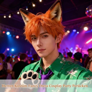 Anime paruka oranžová paruka krátká paruka muži ženy cosplay karneval