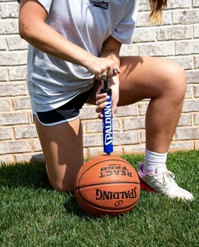 Spalding - Jednočinná pumpa na lopty - Modrá - Vrátane ihly - Pumpa na basketbal - Futbal - Prenosná