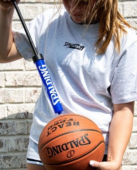 Spalding - Jednočinná pumpa na lopty - Modrá - Vrátane ihly - Pumpa na basketbal - Futbal - Prenosná