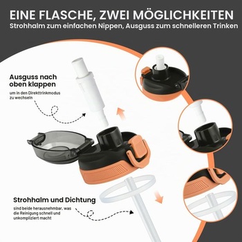 Dětská láhev na pití s brčkem, nepropustná, 600 ml - Bagger 600,0 mililitrů Bagger 1