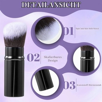 2 zaťahovacie štetce na make-up, šikmý cestovný štetec Kabuki na make-up, prenosný štetec na