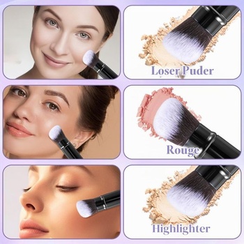 2 zaťahovacie štetce na make-up, šikmý cestovný štetec Kabuki na make-up, prenosný štetec na