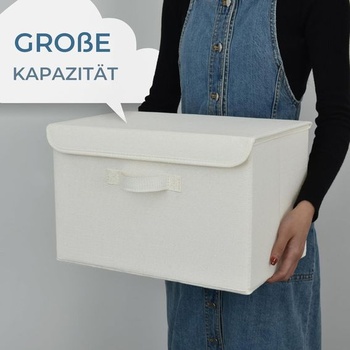 Úložné krabice GRANNY SAYS s vekami, 2 kusy úložných krabíc s vekami, skladacie úložné krabice z látky,