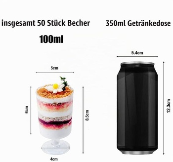 KAHEIGN 60 ks mini dezertných téglikov, 100ml plastové okrúhle dezertné misky, priehľadné opakovane