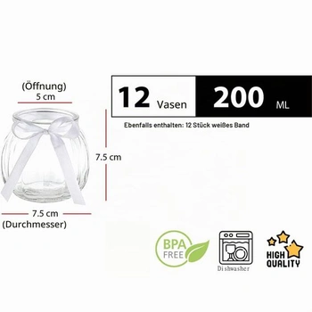 12dílná sada skleněných svíček na čajové svíčky, ideální na svatby a večírky, malé vázy na stůl,