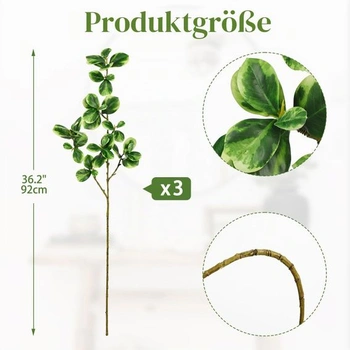 3 umělé rostlinné dekorativní větve 92 cm dekorativní větve zelené větvičky žluté