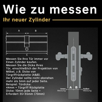 Valec MANICAF 30/40 mm s 5 kľúčmi, profilový valec 70 mm strieborný 30/40 1