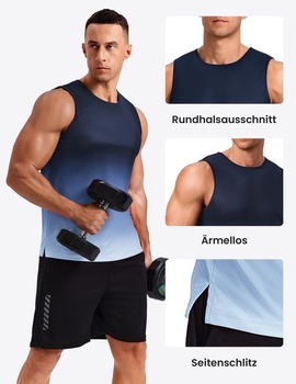 PINSPARK Pánske športové tielko bez rukávov, ombré, funkčné, fitness, veľkosť S, modré