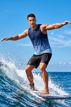 PINSPARK Pánske športové tielko bez rukávov, ombré, funkčné, fitness, veľkosť S, modré