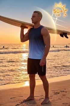 PINSPARK Pánske športové tielko bez rukávov, ombré, funkčné, fitness, veľkosť S, modré