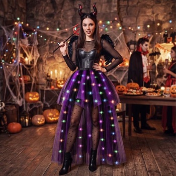 Tylová sukňa Hifot pre ženy s LED svetlami, vysoká/nízka baletná sukňa pre dospelých, na Halloween,