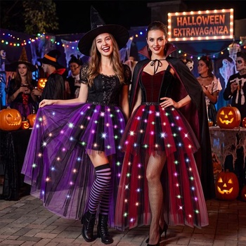 Tylová sukňa Hifot pre ženy s LED svetlami, vysoká/nízka baletná sukňa pre dospelých, na Halloween,