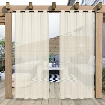 Vonkajší záves Vodeodolné priehľadné závesy s očkami béžové V 213 x Š 132 cm (balenie 2 ks)