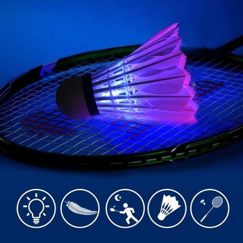 Deecam LED bedmintonový pérák, svietiaci v tme, 4 kusy